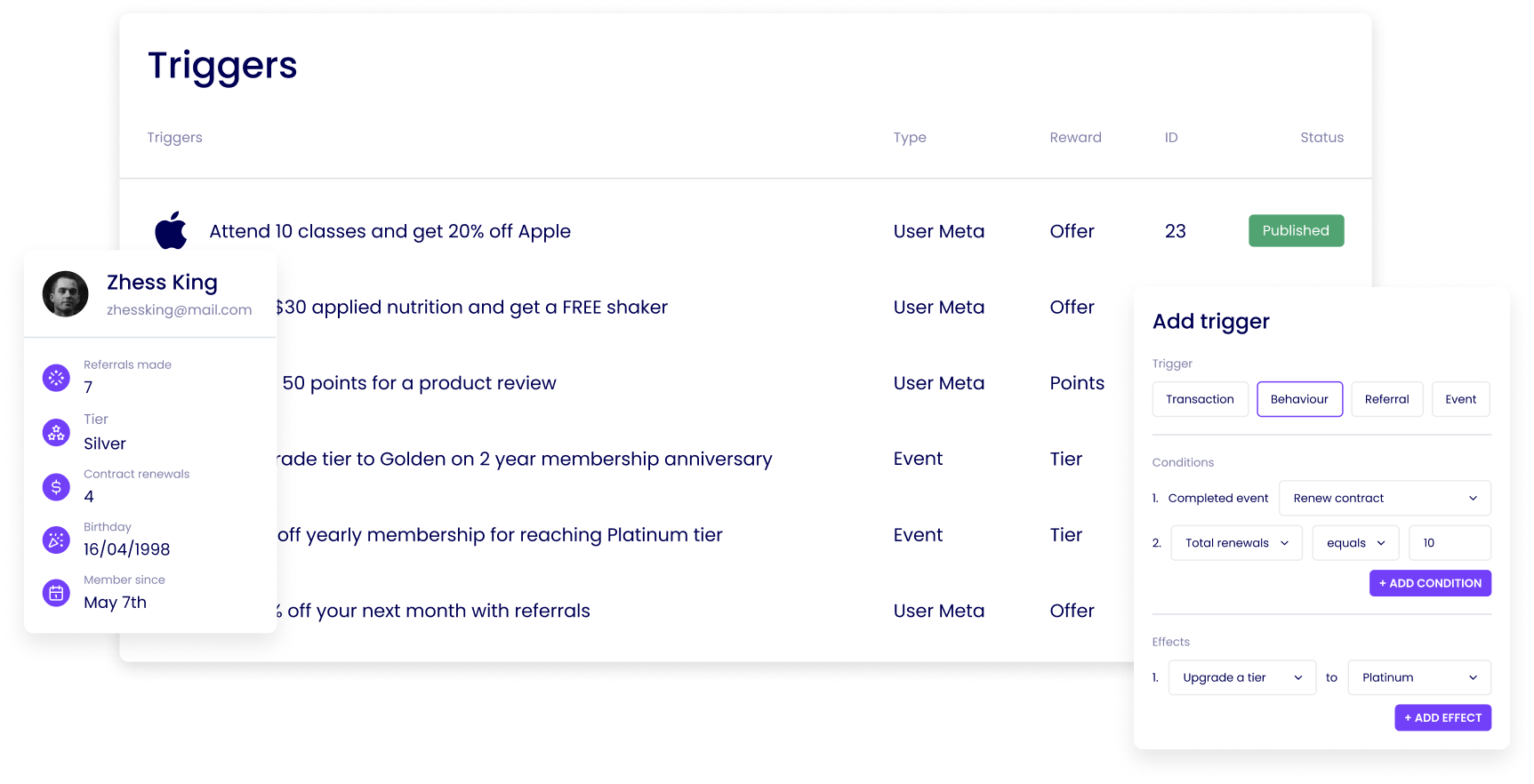 Conditional reward triggers for instant reward programs